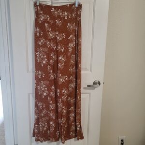 Three Dots Brown Floral Wide Leg Pants
